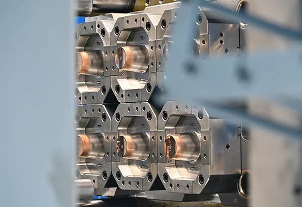 High-cavity mold detail — precision machined cavities